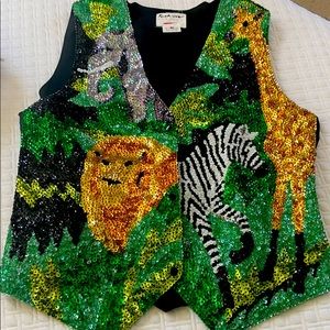 Jungle theme sequin vest